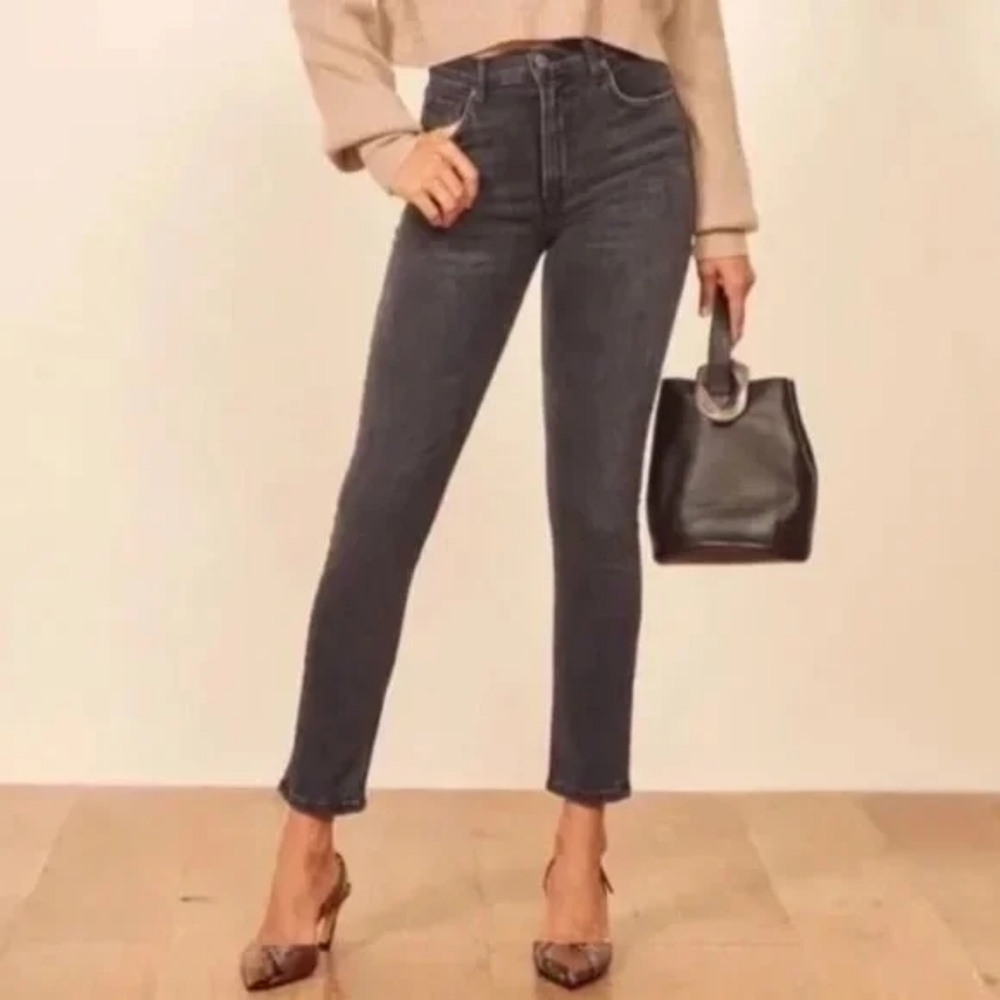 Reformation Harper High & Skinny Stretch Crop Denim Jeans in Avalon size 26